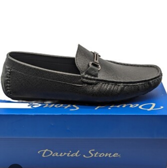 David Stone Men's Black Leather  Loafer Driving Shoes Size 10 - Picture 1 of 7